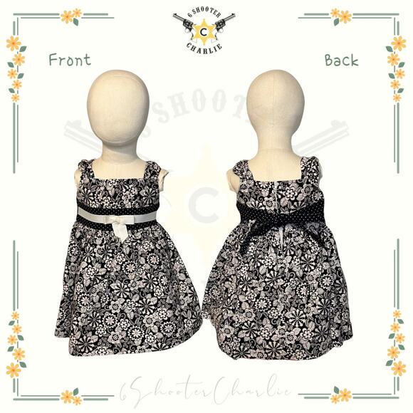 BONNIE JEAN Girls Floral Geometric Print Casual Dress Size 4T Black/White - Picture 1 of 6